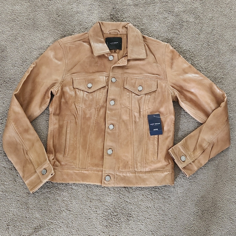 Lucky Brand Trucker Leather Jacket Wmn's Size S